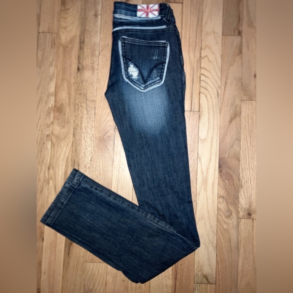 MACHINE JEANS - Distressed Boot Cut dark wash Women’s 3/27 like New - Picture 4 of 6